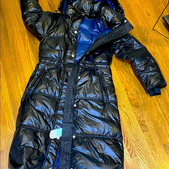 upcycled long puffer coat